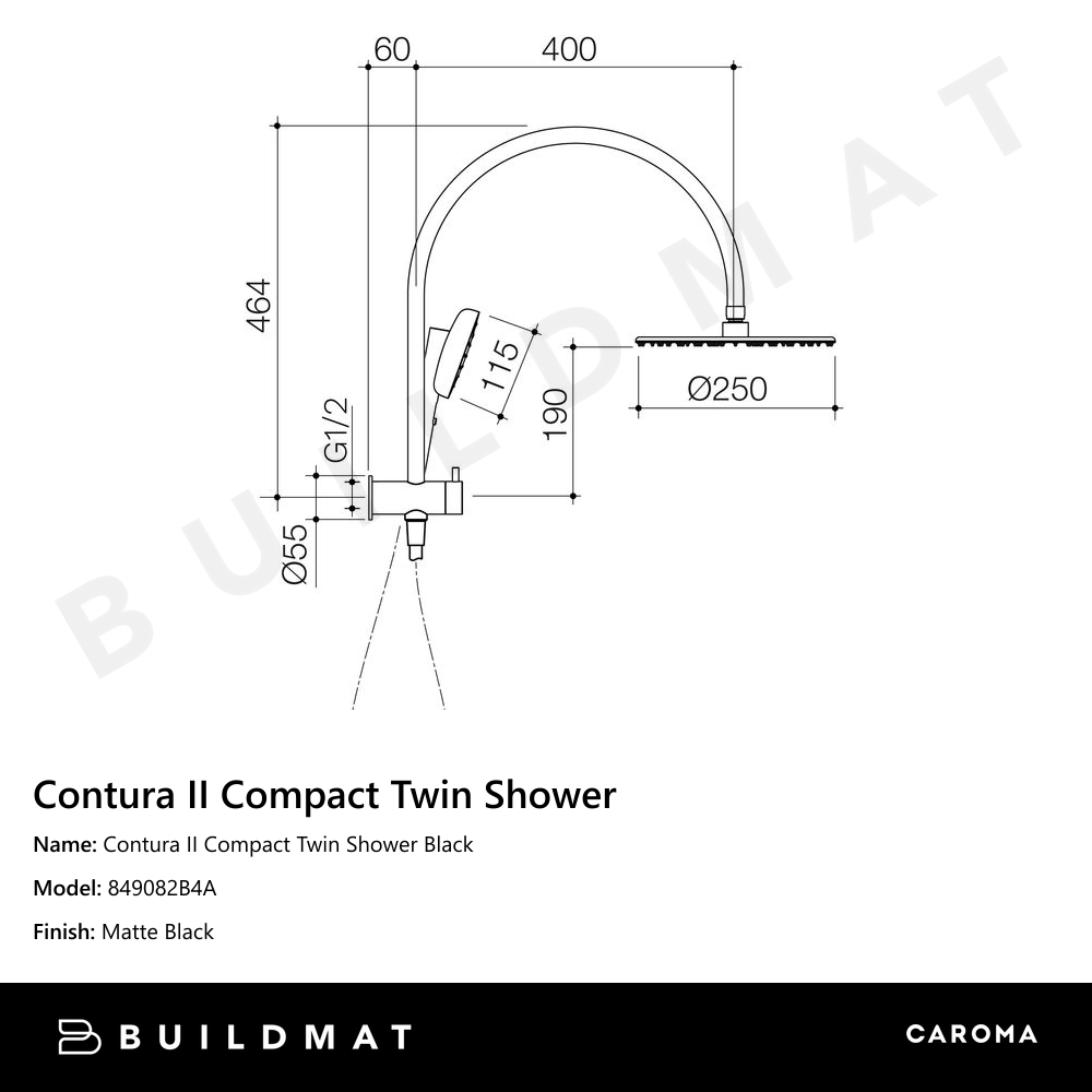 Contura II Compact Twin Shower Black