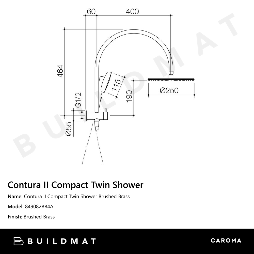 Contura II Compact Twin Shower Brushed Brass