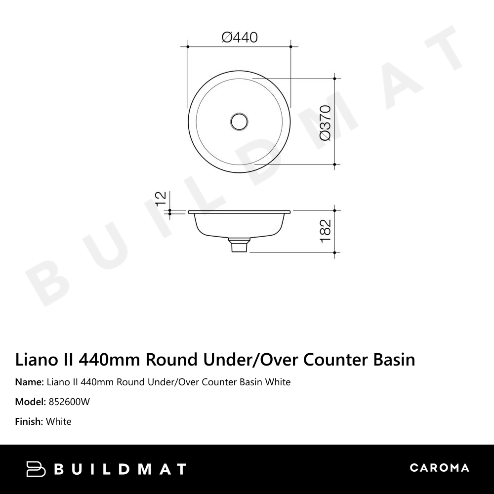 Liano II 440mm Round Under/Over Counter Basin White