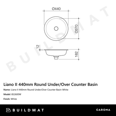 Liano II 440mm Round Under/Over Counter Basin White