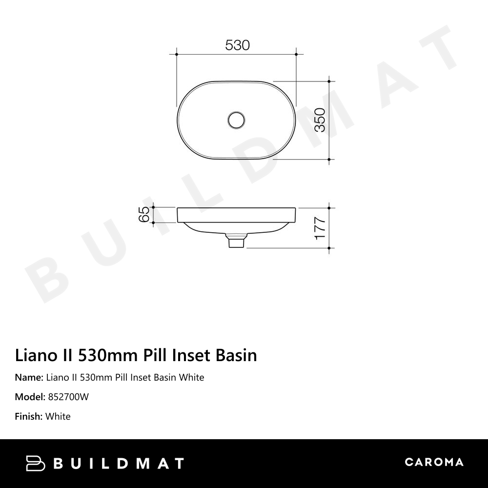 Liano II 530mm Pill Inset Basin White