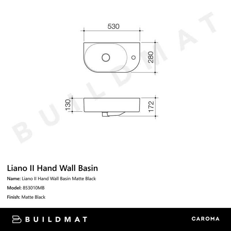 Liano II Hand Wall Basin Matte Black