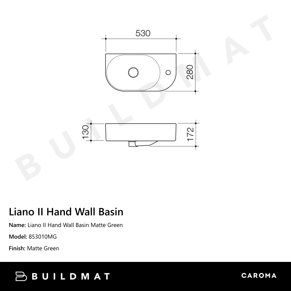 Liano II Hand Wall Basin Matte Green