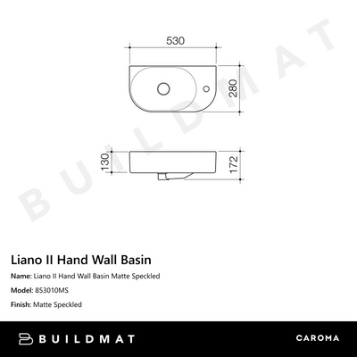 Liano II Hand Wall Basin Matte Speckled