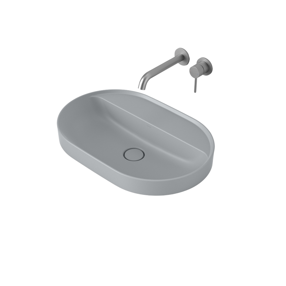 Liano II 600mm Pill Inset Basin with Tap Landing Matte Grey