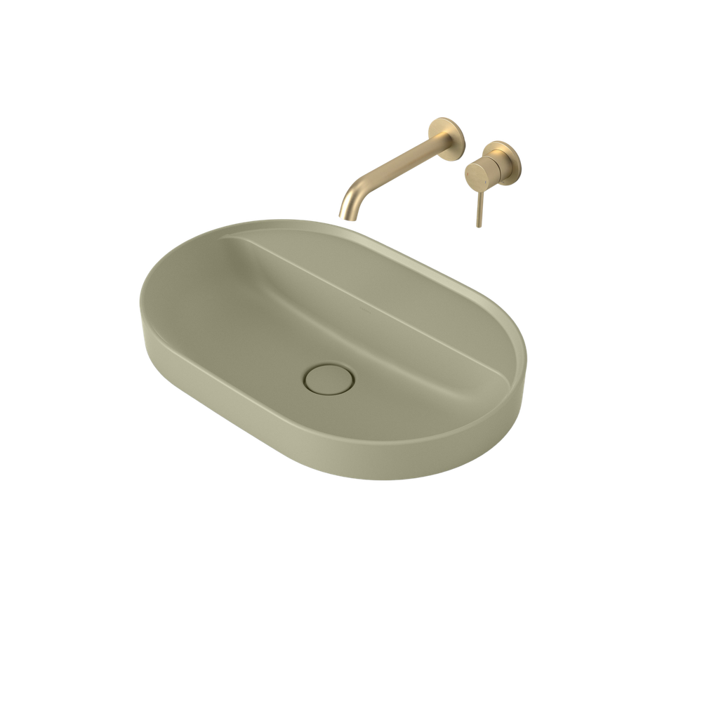 Liano II 600mm Pill Inset Basin with Tap Landing Matte Green