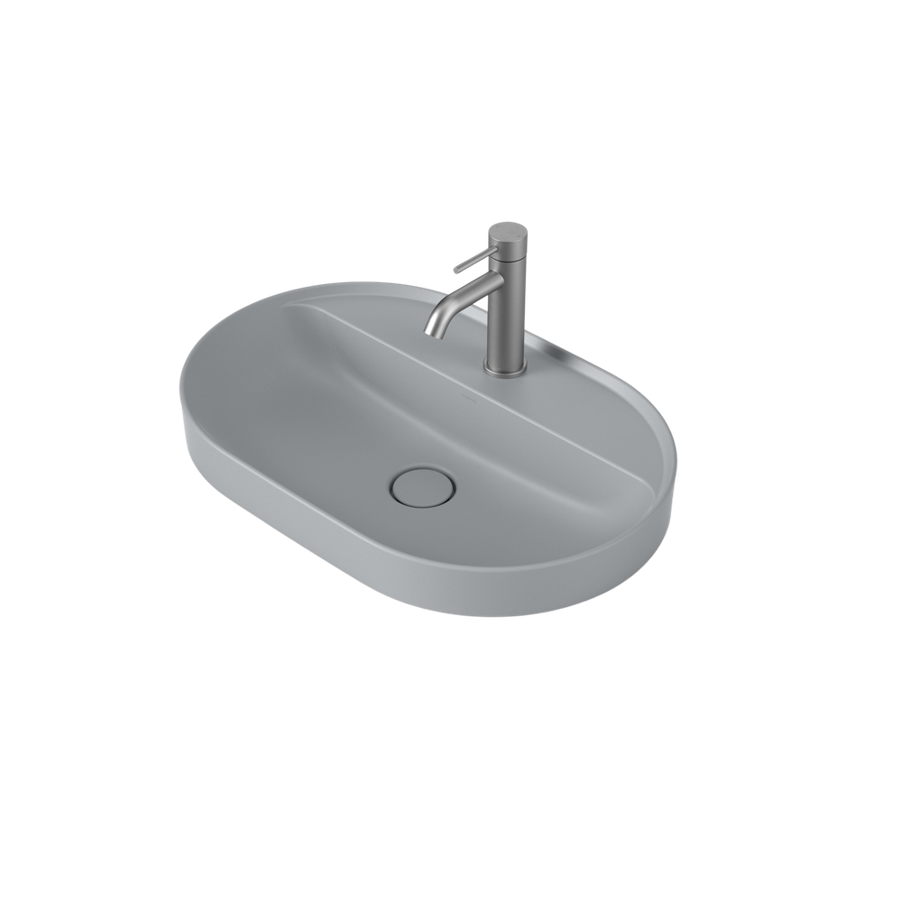 Liano II 600mm Pill Inset Basin with Tap Landing Matte Grey with 1 Tap Hole