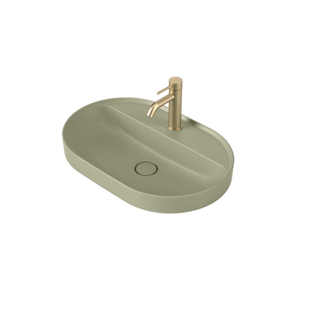 Liano II 600mm Pill Inset Basin with Tap Landing Matte Green with 1 Tap Hole