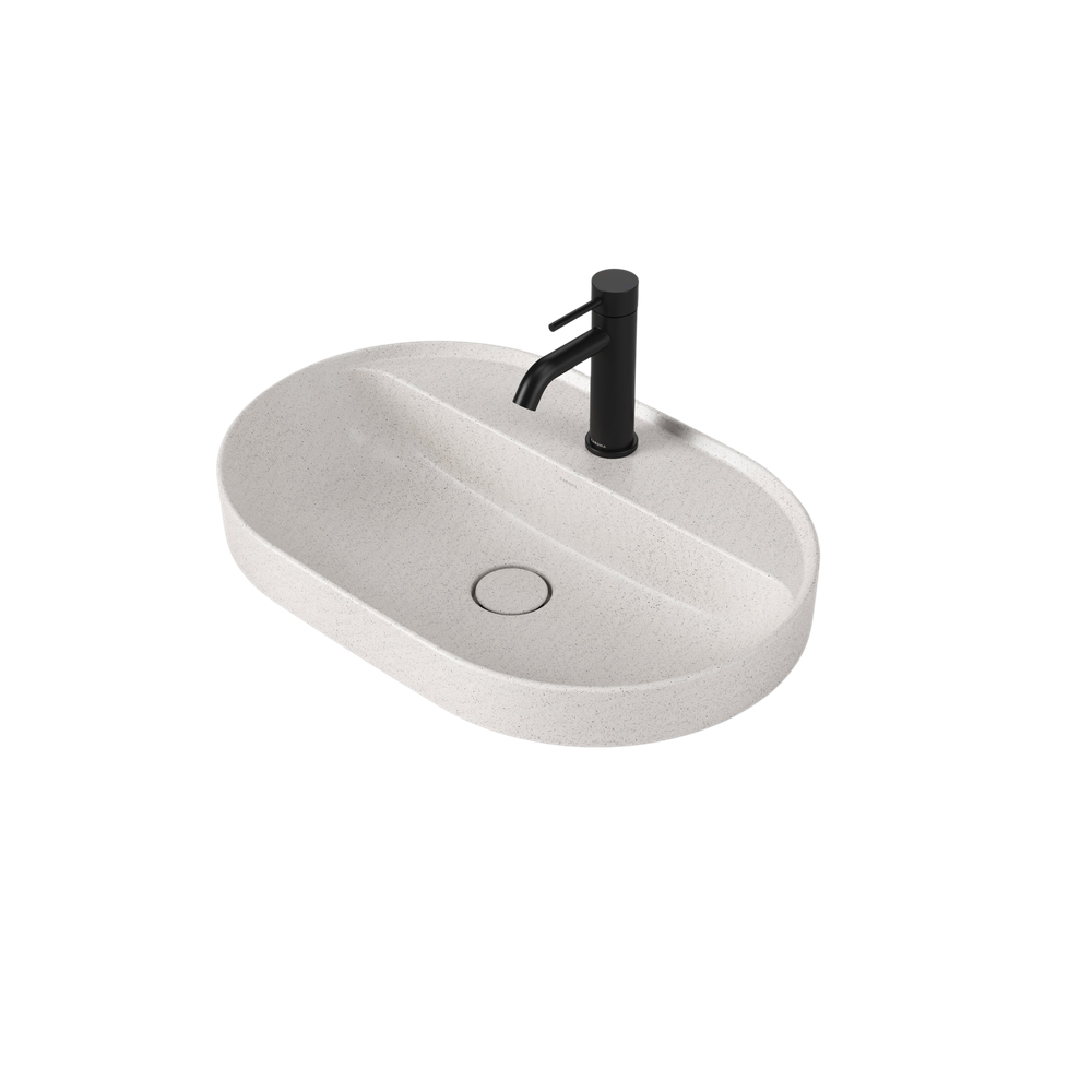 Liano II 600mm Pill Inset Basin with Tap Landing Matte Speckled with 1 Tap Hole