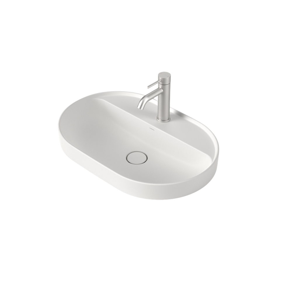 Liano II 600mm Pill Inset Basin with Tap Landing Matte White with 1 Tap Hole