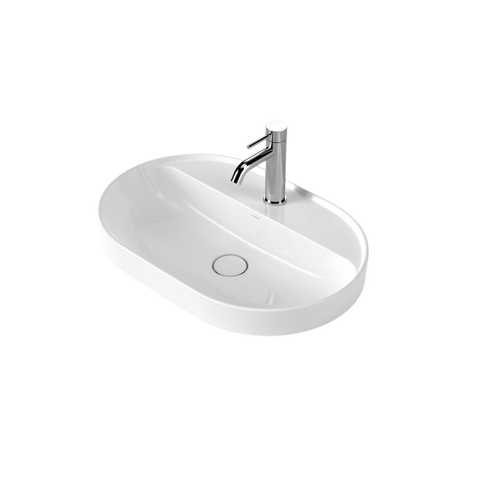 Liano II 600mm Pill Inset Basin with Tap Landing White with 1 Tap Hole