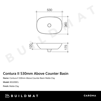 Contura II 530mm Above Counter Basin Matte Clay