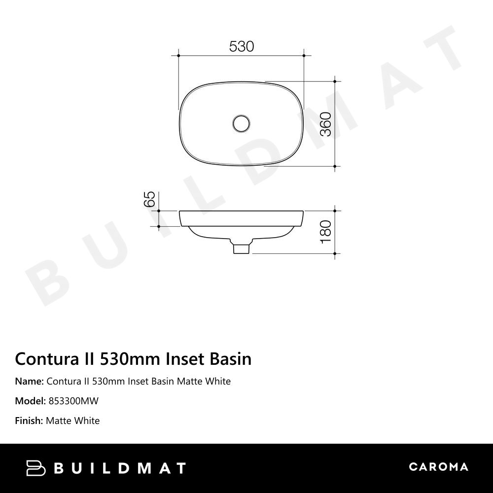 Contura II 530mm Inset Basin Matte White