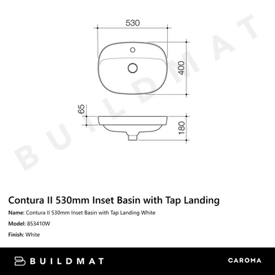 Contura II 530mm Inset Basin with Tap Landing White