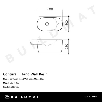 Contura II Hand Wall Basin Matte Clay