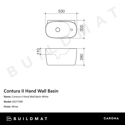 Contura II Hand Wall Basin White