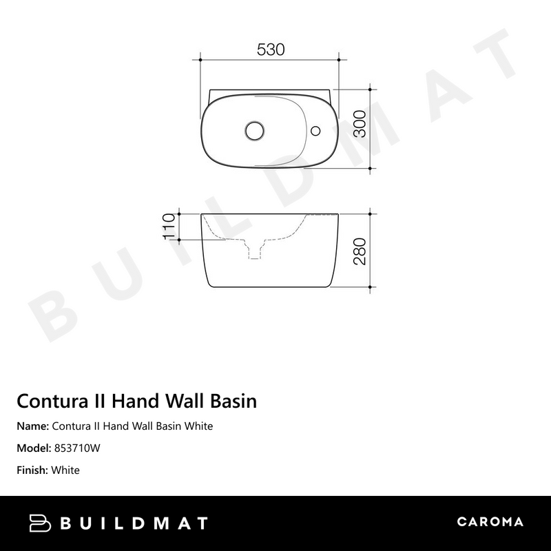 Contura II Hand Wall Basin White