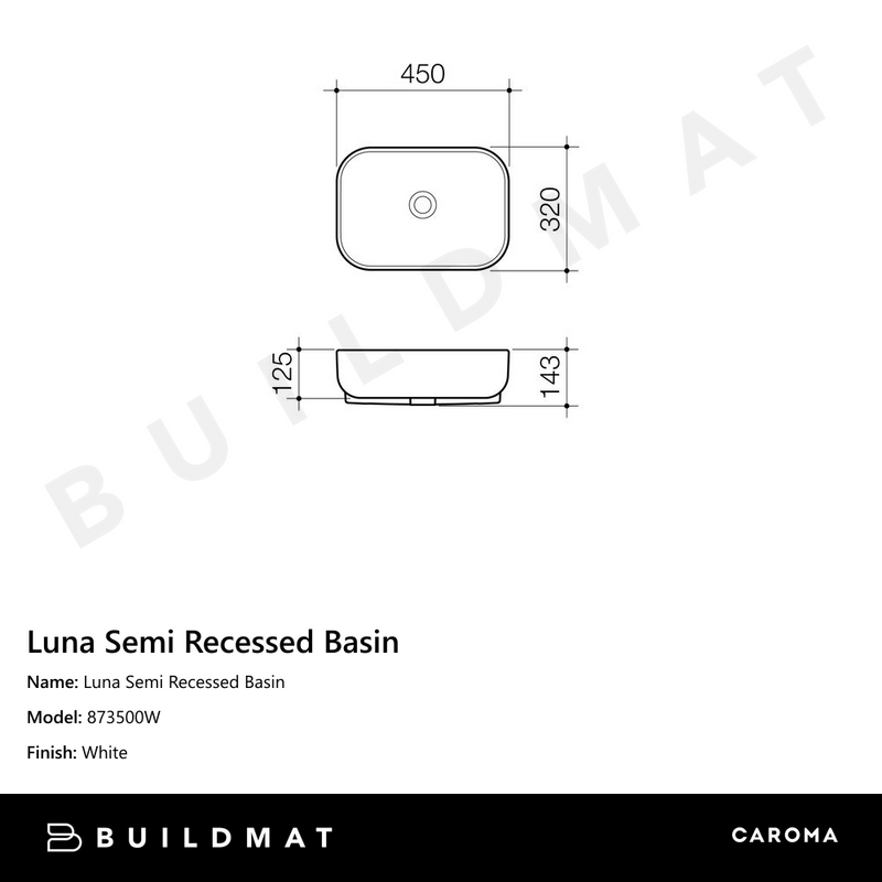 Luna Semi Recessed Basin