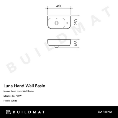 Luna Hand Wall Basin