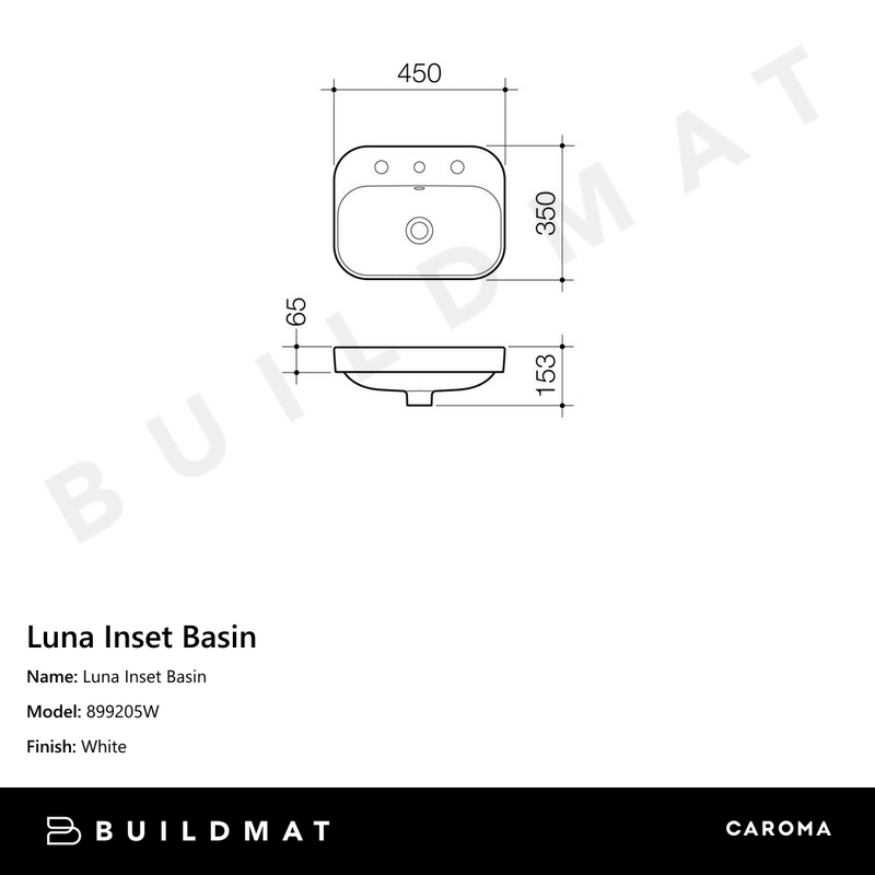 Luna Inset Basin with Tap Landing