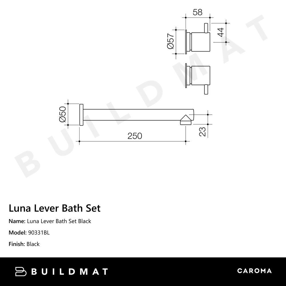 Luna Lever Bath Set Black