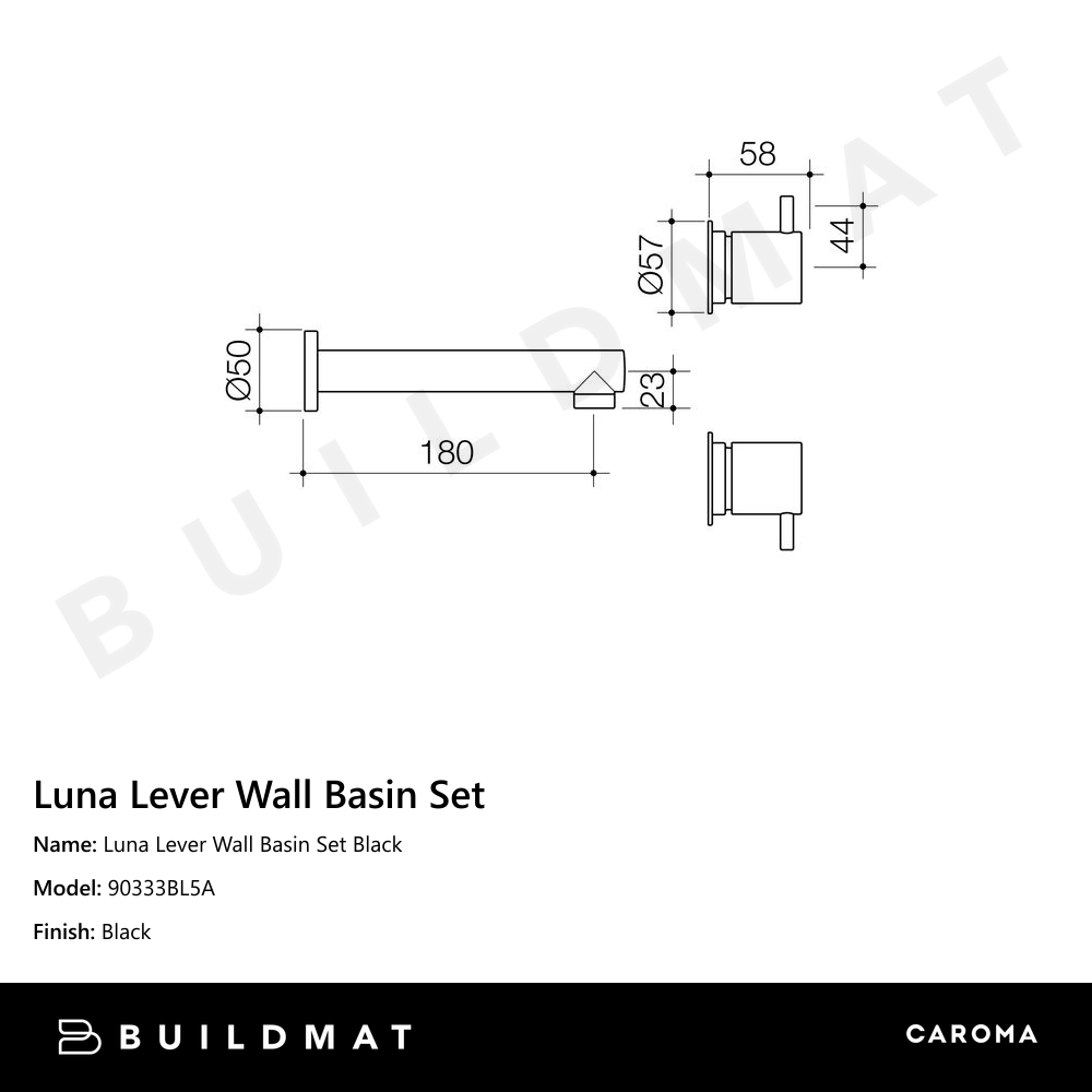 Luna Lever Wall Basin Set Black