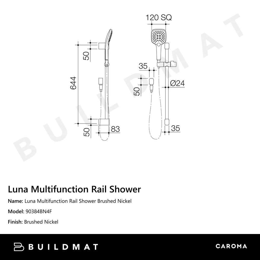 Luna Multifunction Rail Shower Brushed Nickel