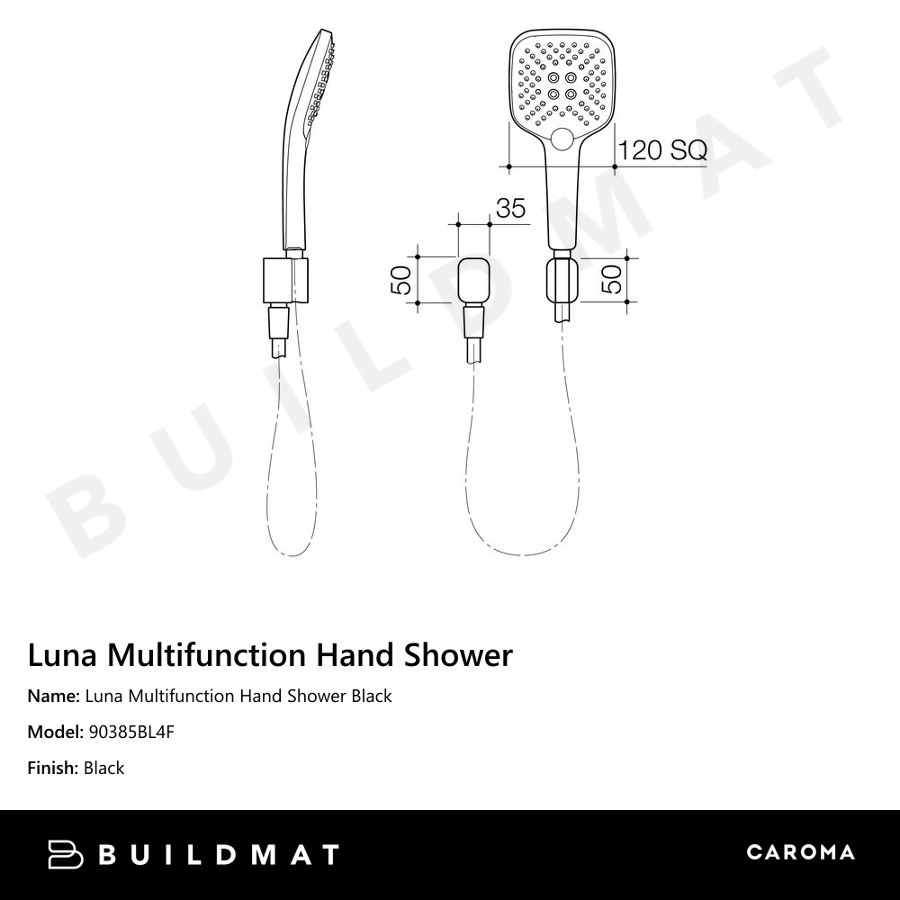 Luna Multifunction Hand Shower Black