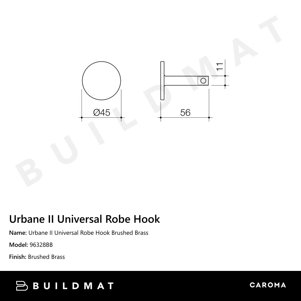 Urbane II Universal Robe Hook Brushed Brass