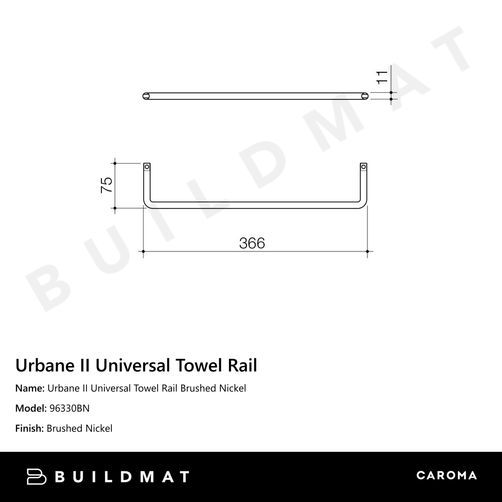 Urbane II Universal Towel Rail Brushed Nickel