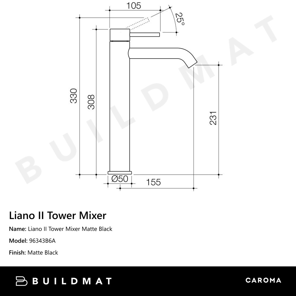 Liano II Tower Mixer Matte Black