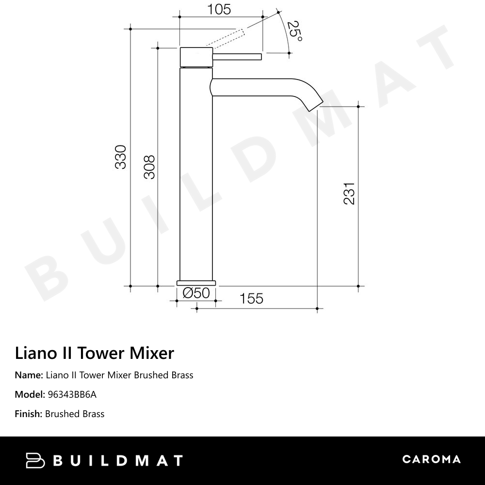 Liano II Tower Mixer Brushed Brass