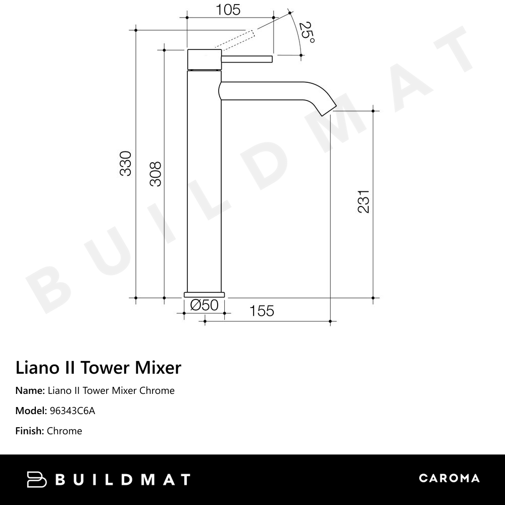 Liano II Tower Mixer Chrome