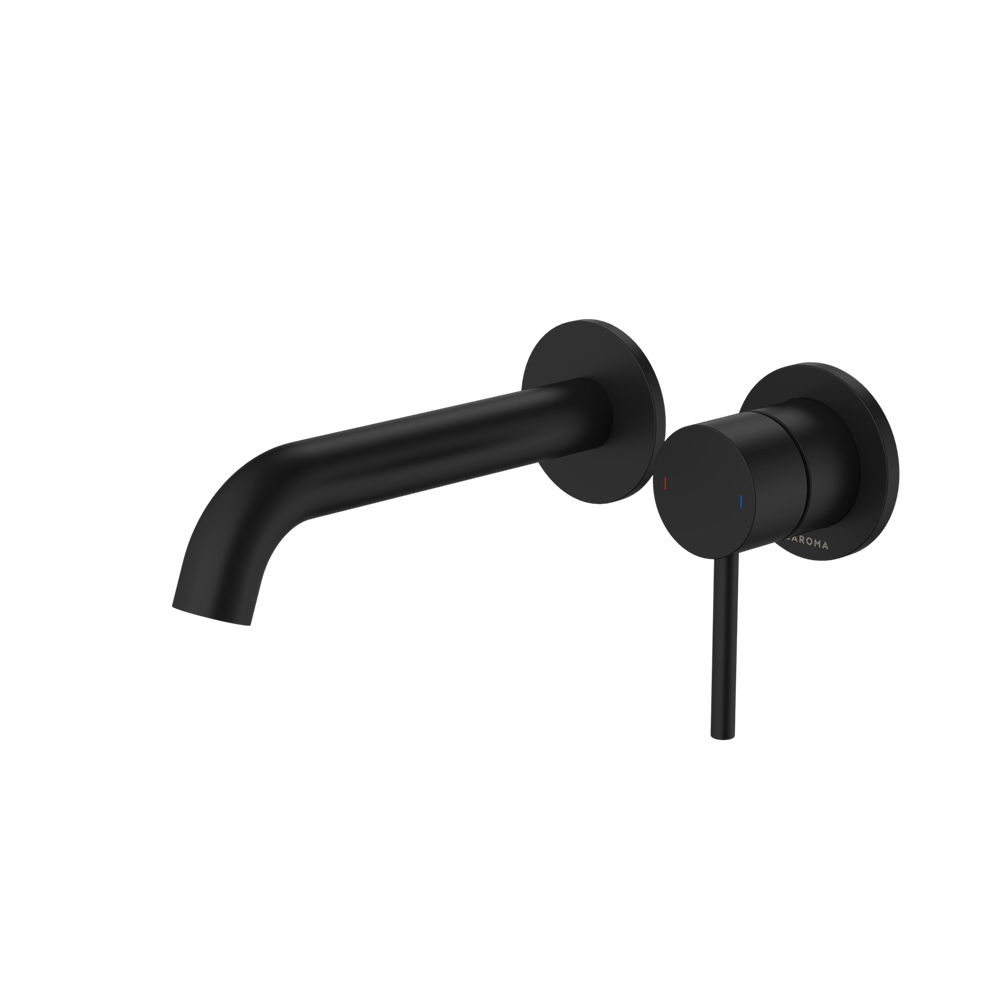 Liano II 175mm Wall Basin/Bath Mixer and Outlet Matte Black Lead Free