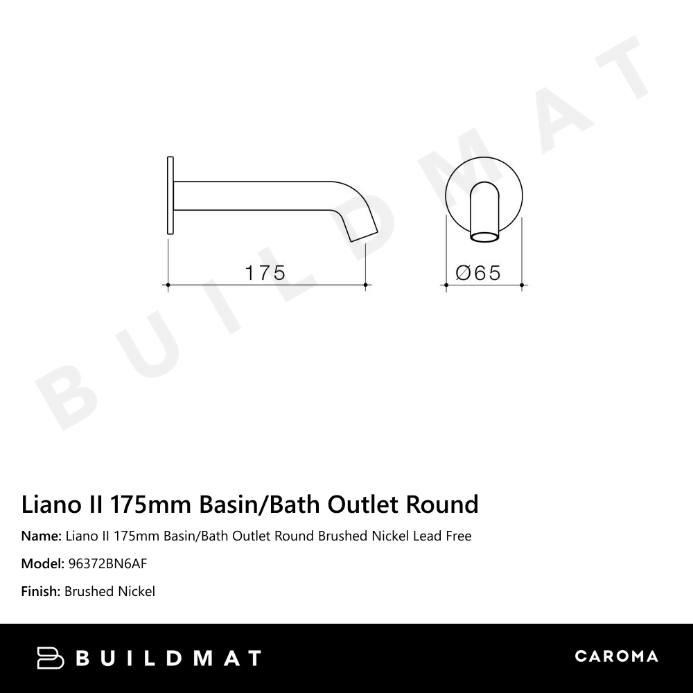 Liano II 175mm Basin/Bath Outlet Round Brushed Nickel Lead Free