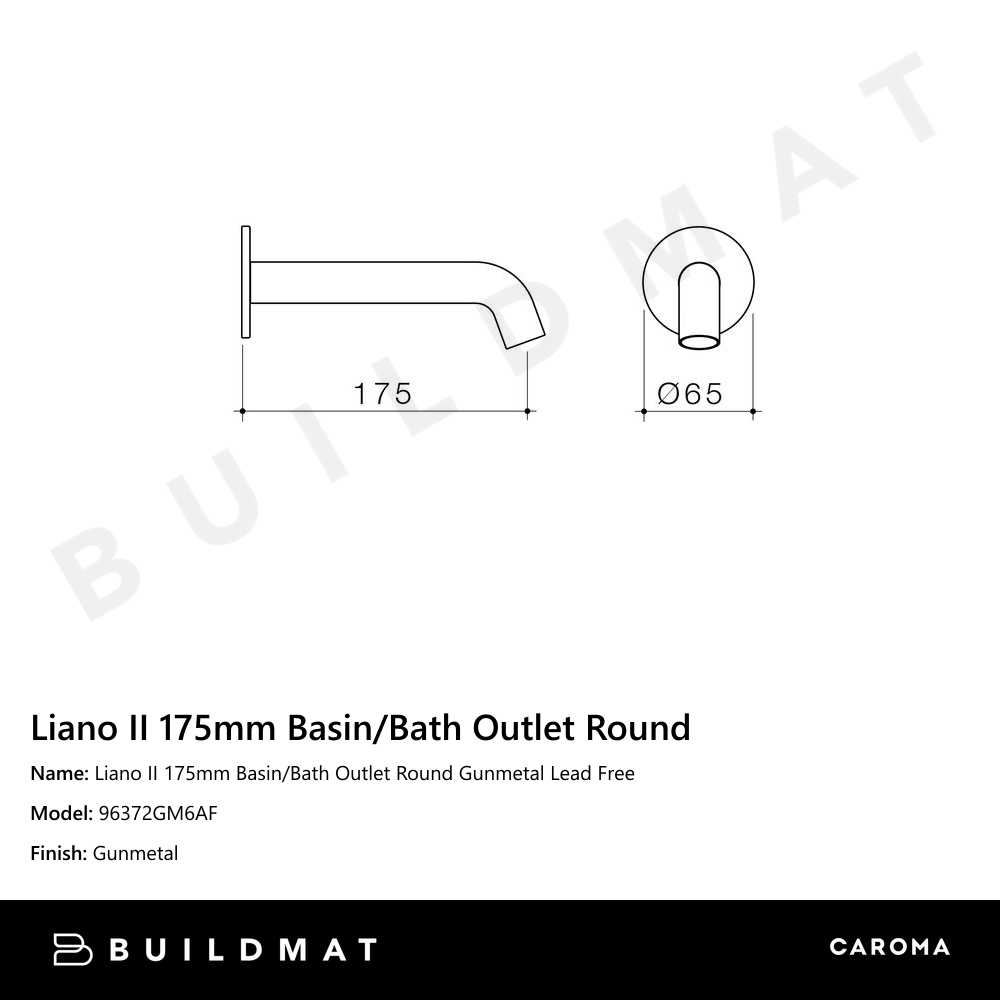 Liano II 175mm Basin/Bath Outlet Round Gunmetal Lead Free