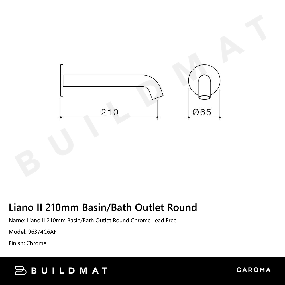 Liano II 210mm Basin/Bath Outlet Round Chrome Lead Free