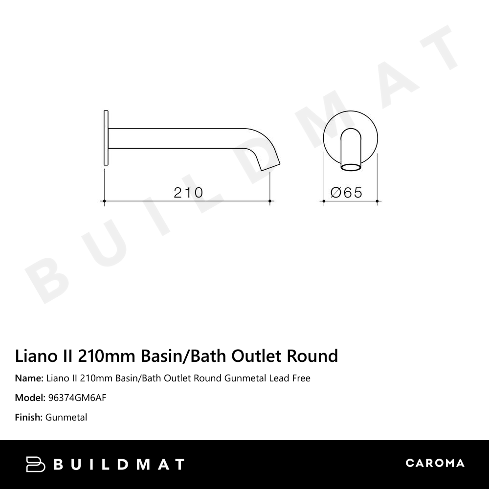 Liano II 210mm Basin/Bath Outlet Round Gunmetal Lead Free