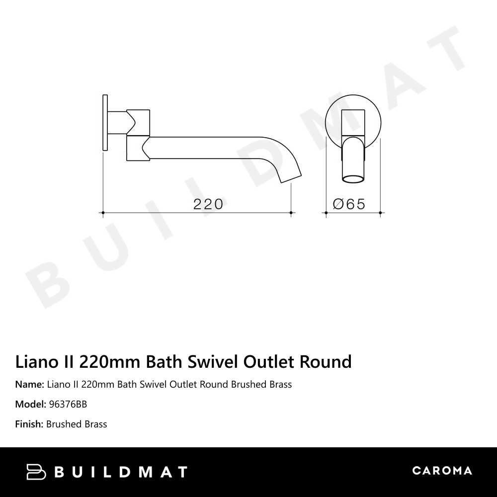 Liano II 220mm Bath Swivel Outlet Round Brushed Brass