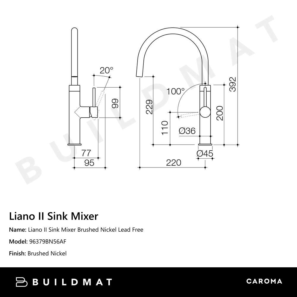 Liano II Sink Mixer Brushed Nickel Lead Free