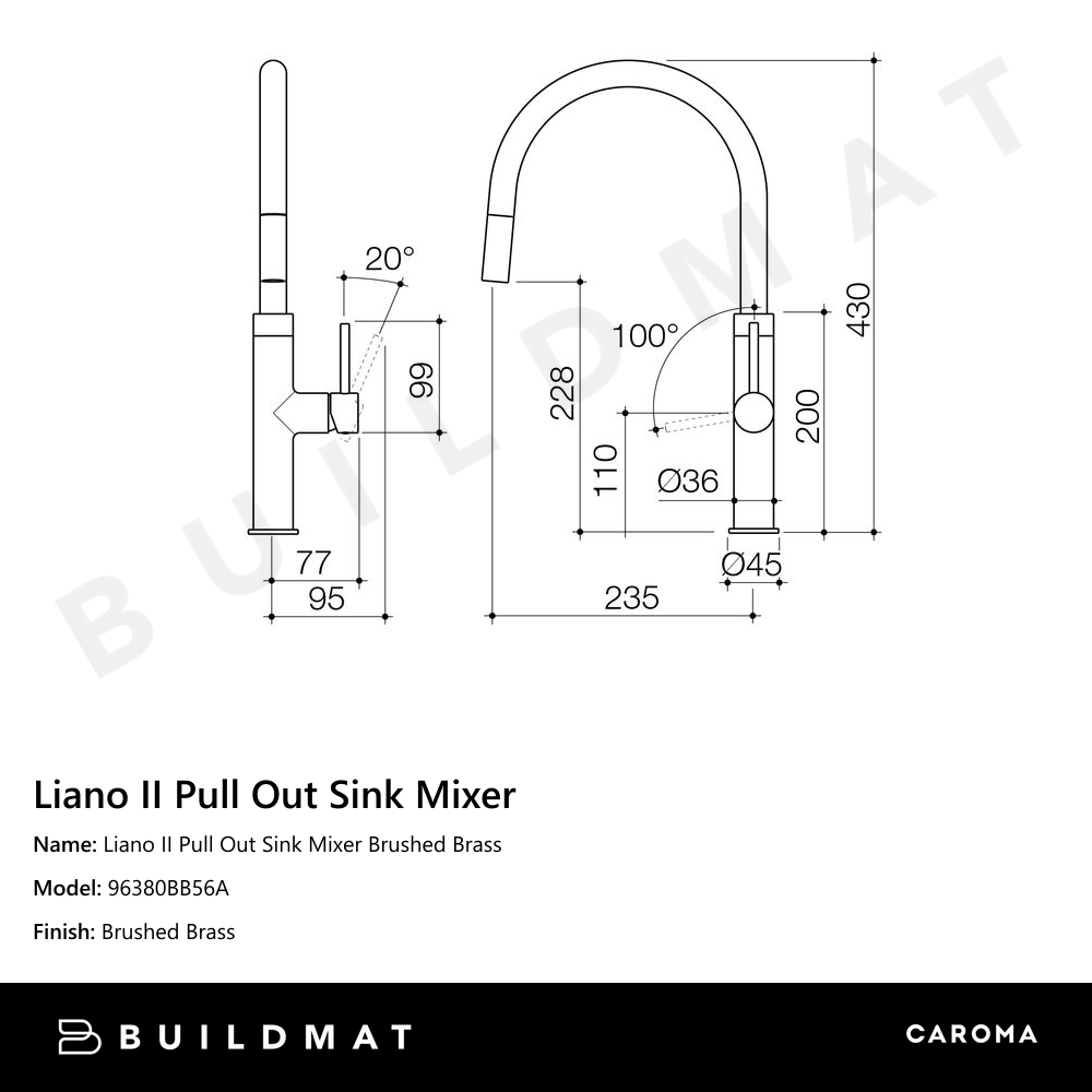 Liano II Pull Out Sink Mixer Brushed Brass