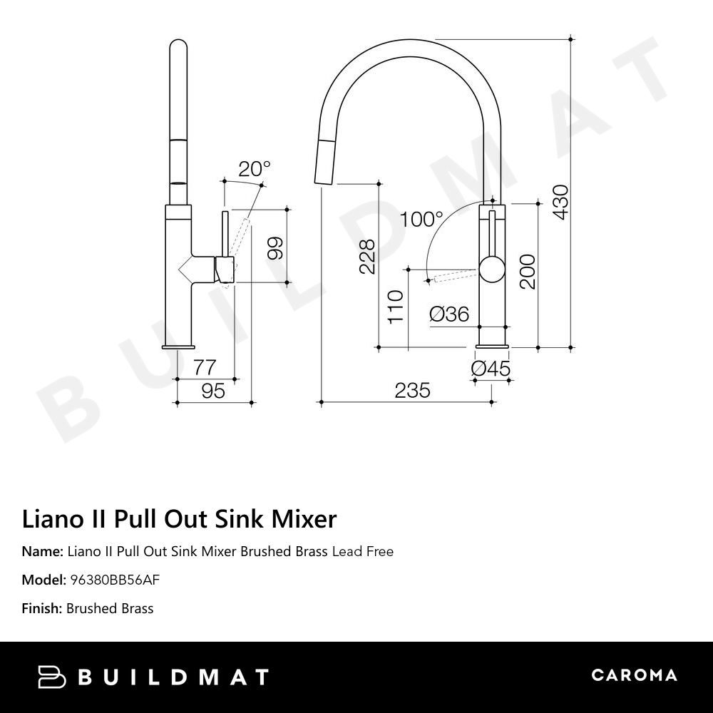 Liano II Pull Out Sink Mixer Brushed Brass Lead Free