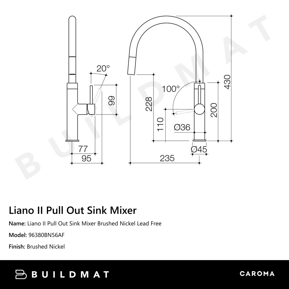 Liano II Pull Out Sink Mixer Brushed Nickel Lead Free