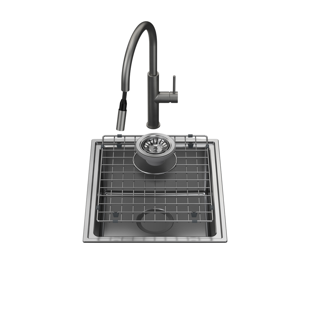 Urbane II Single Bowl Sink with Liano II Pull Out Sink Mixer Gunmetal