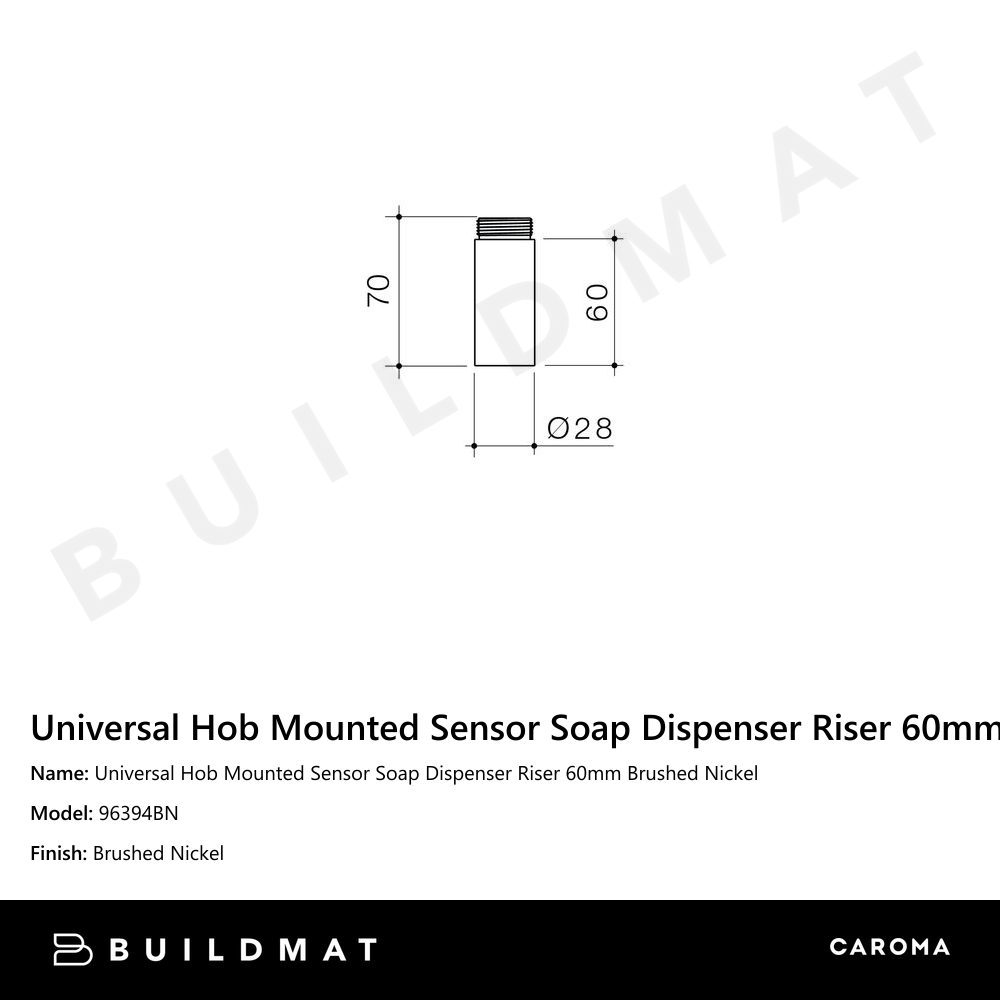 Universal Hob Mounted Sensor Soap Dispenser Riser 60mm Brushed Nickel