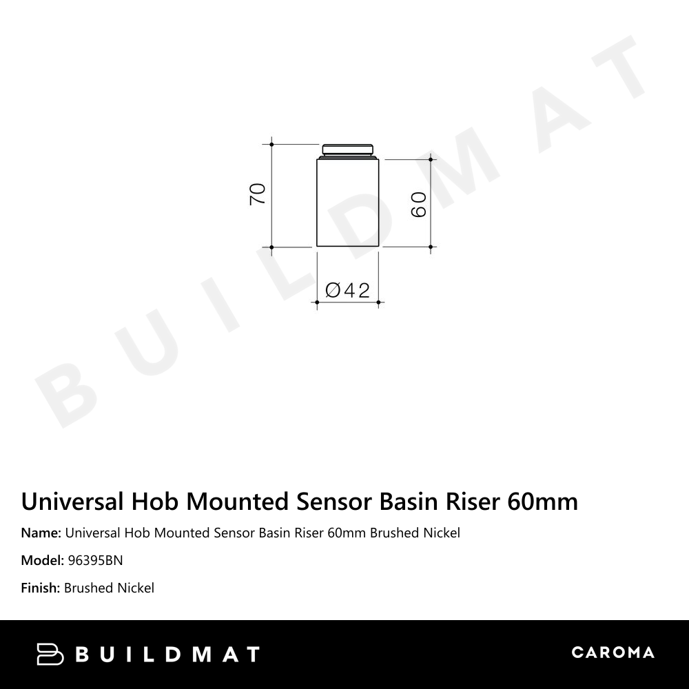 Universal Hob Mounted Sensor Basin Riser 60mm Brushed Nickel