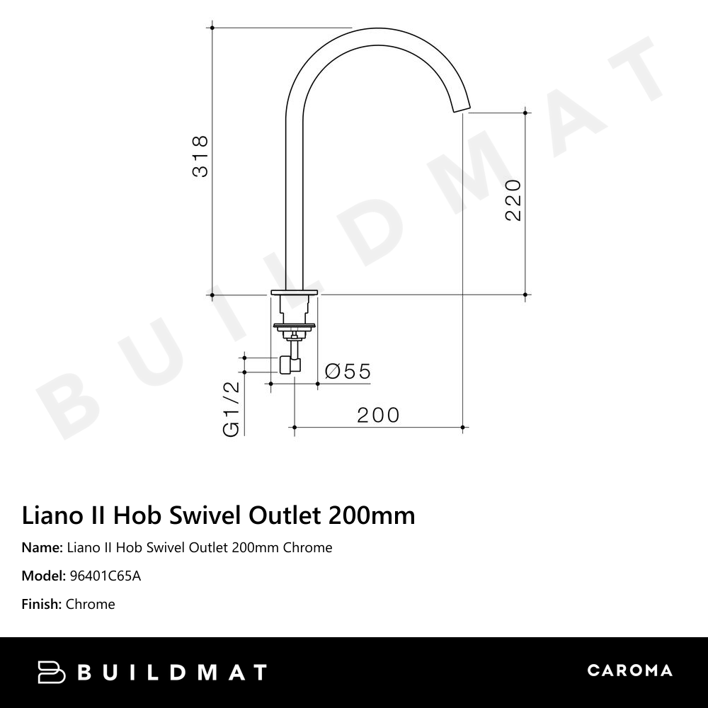 Liano II Hob Swivel Outlet 200mm Chrome