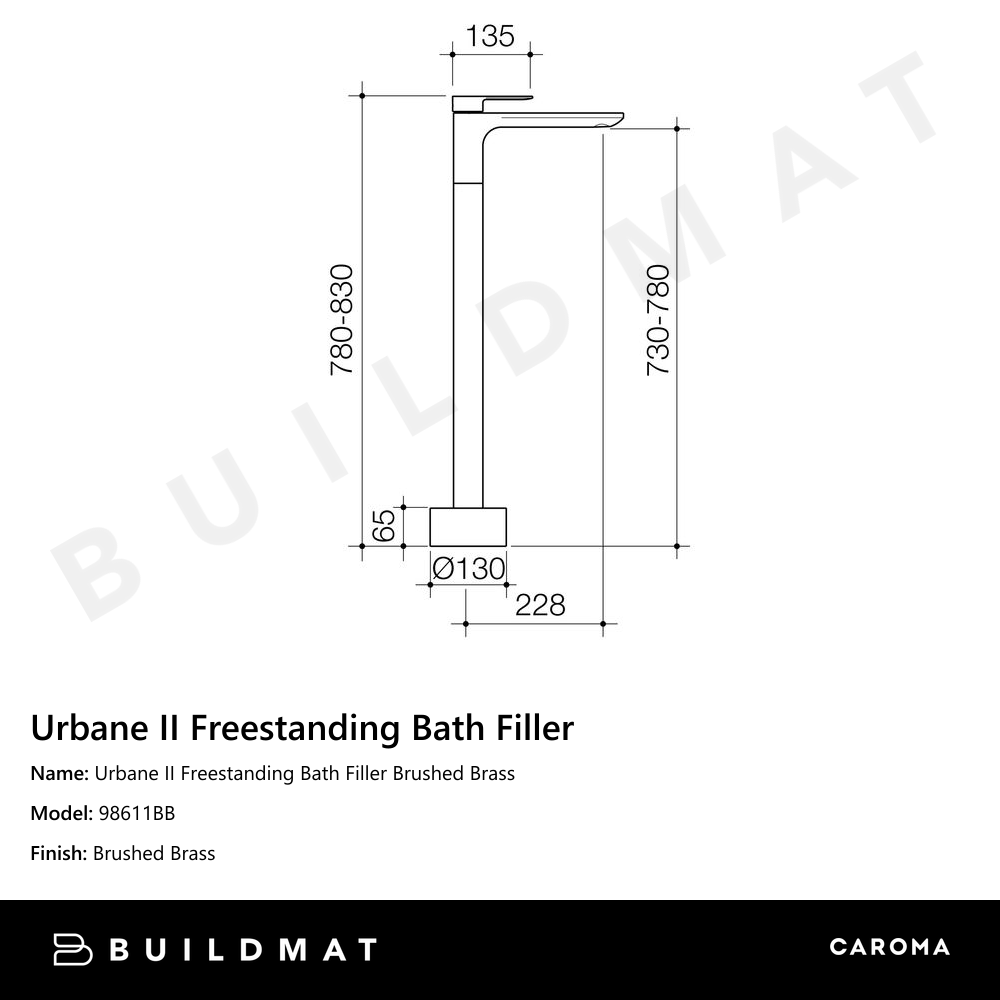 Urbane II Freestanding Bath Filler Brushed Brass