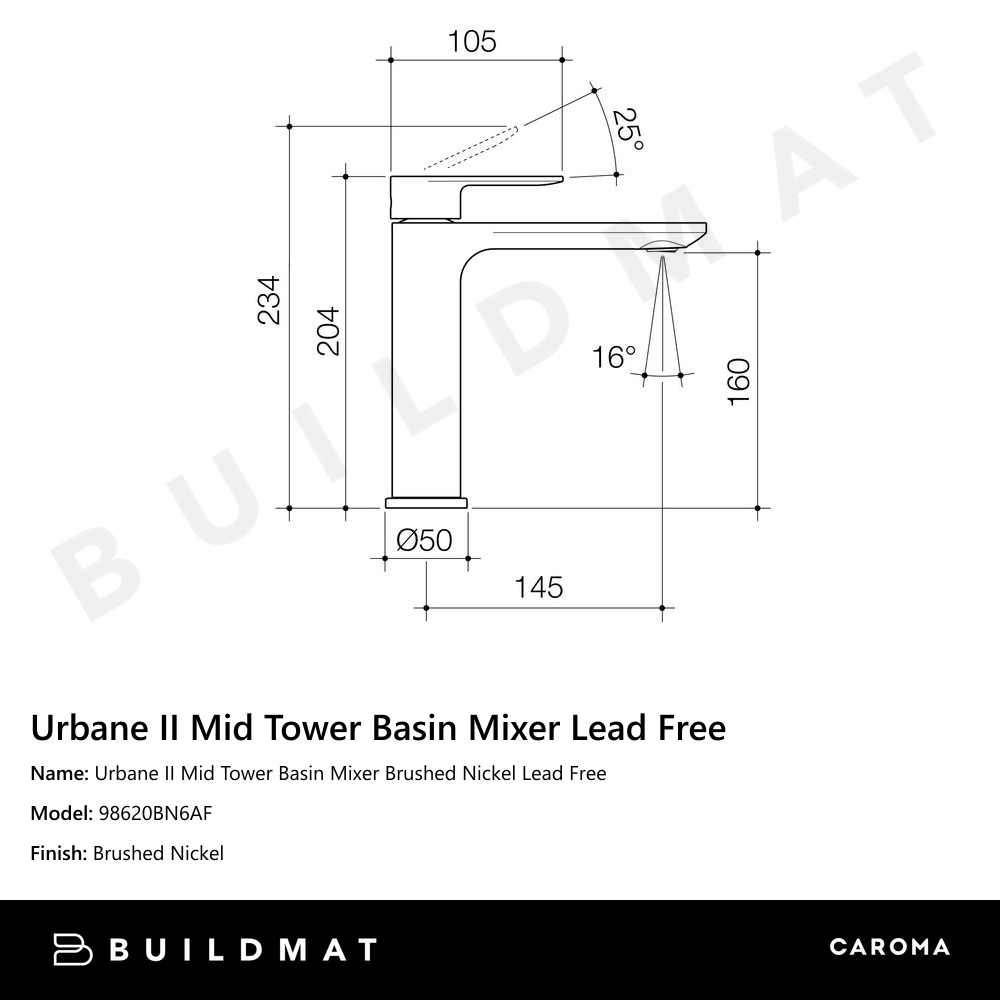 Urbane II Mid Tower Basin Mixer Brushed Nickel Lead Free