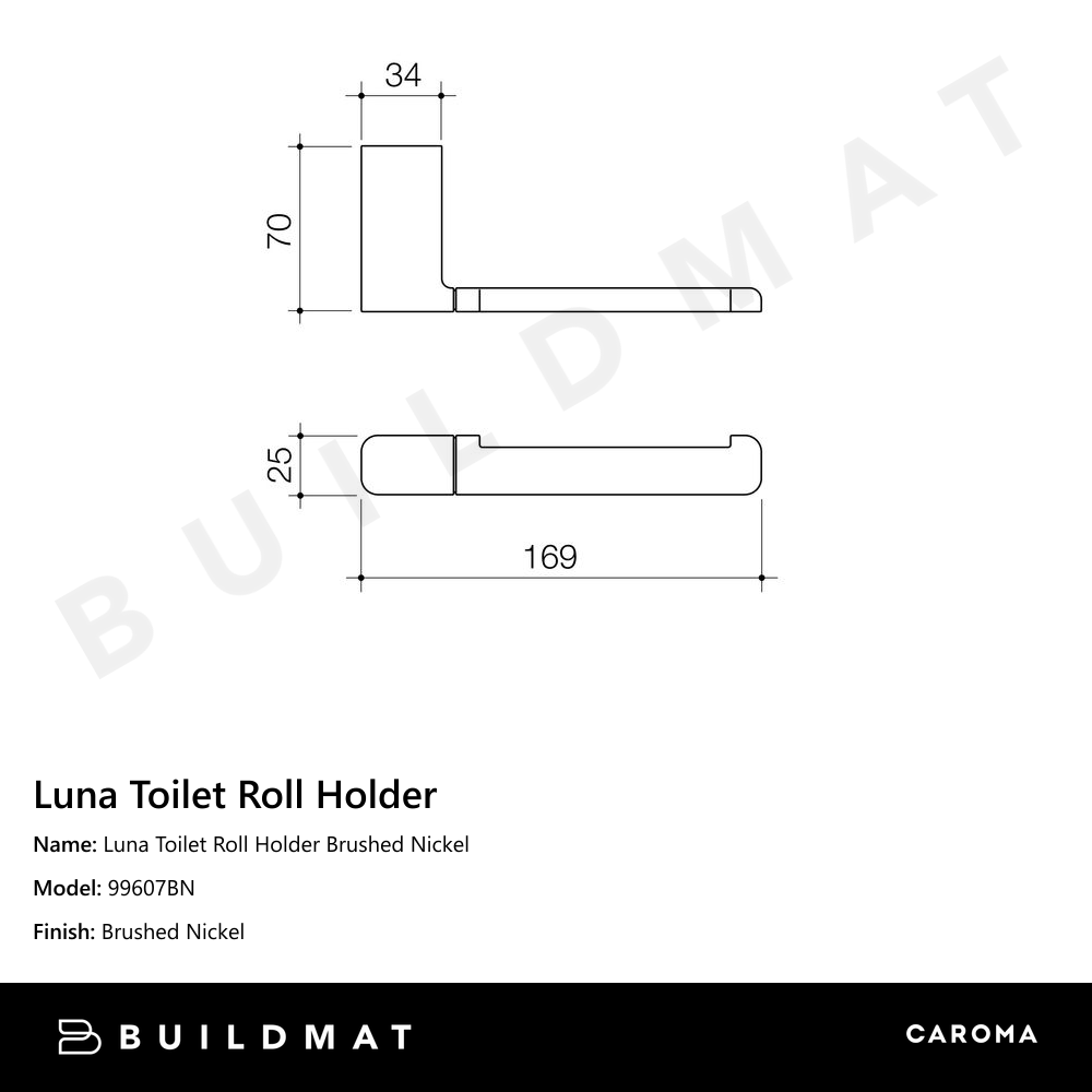 Luna Toilet Roll Holder Brushed Nickel